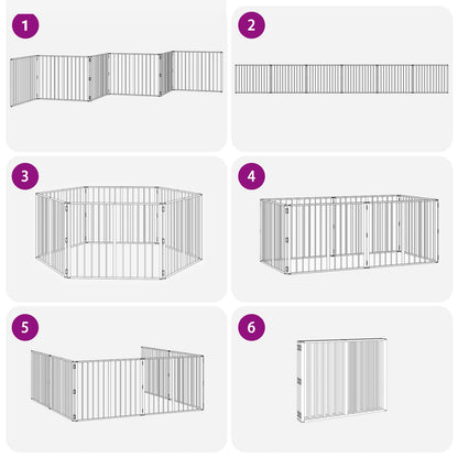 Dog Gate 6 pcs Black 100 x 80 cm Galvanised Steel