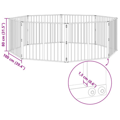 Dog Gate 8 pcs Black 100 x 80 cm Galvanised Steel
