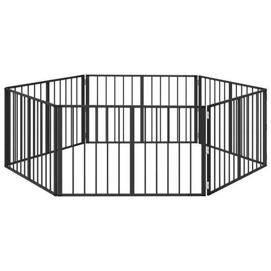 Dog Gate 6 pcs Black 100 x 60 cm Galvanised Steel