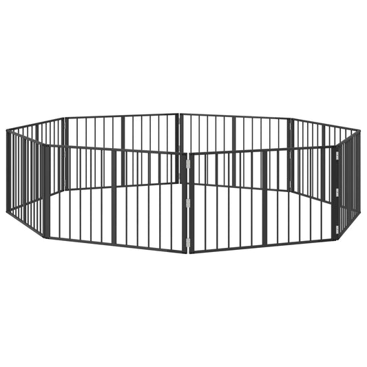 Dog Gate 8 pcs Black 100 x 60 cm Galvanised Steel