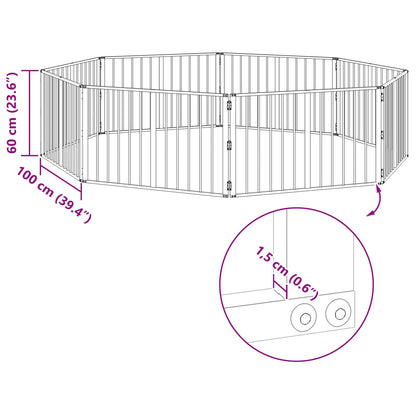 Dog Gate 8 pcs Black 100 x 60 cm Galvanised Steel