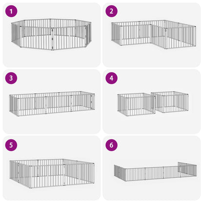 Dog Gate 8 pcs Black 100 x 60 cm Galvanised Steel