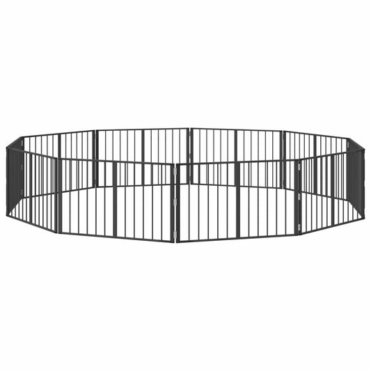 Dog Gate 10 pcs Black 100 x 60 cm Galvanised Steel