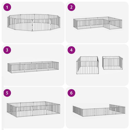 Dog Gate 10 pcs Black 100 x 60 cm Galvanised Steel