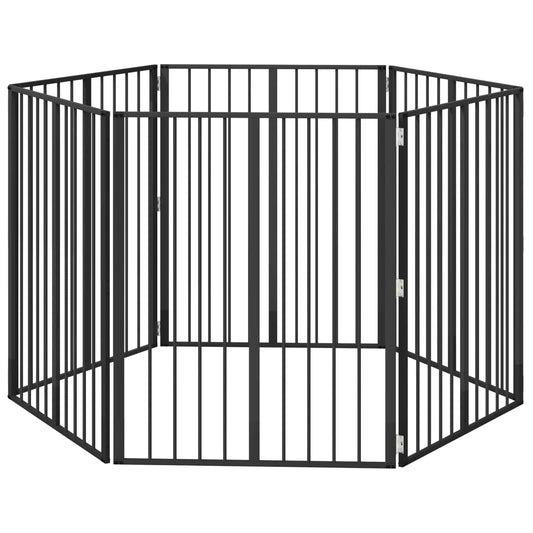 Dog Gate 6 pcs Black 80 x 100 cm Galvanised Steel