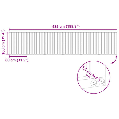Dog Gate 6 pcs Black 80 x 100 cm Galvanised Steel