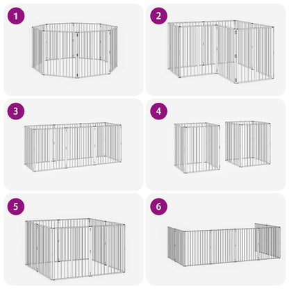 Dog Gate 8 pcs Black 80 x 100 cm Galvanised Steel