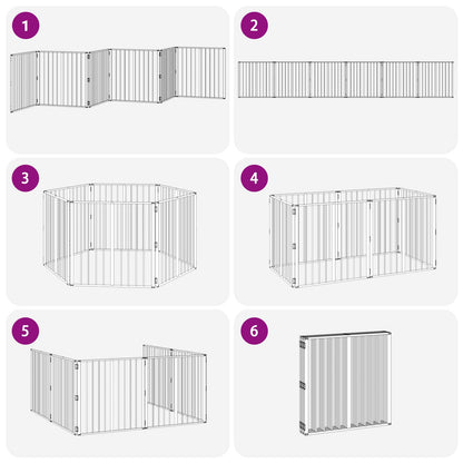 Dog Gate 6 pcs Black 80 x 80 cm Galvanised Steel
