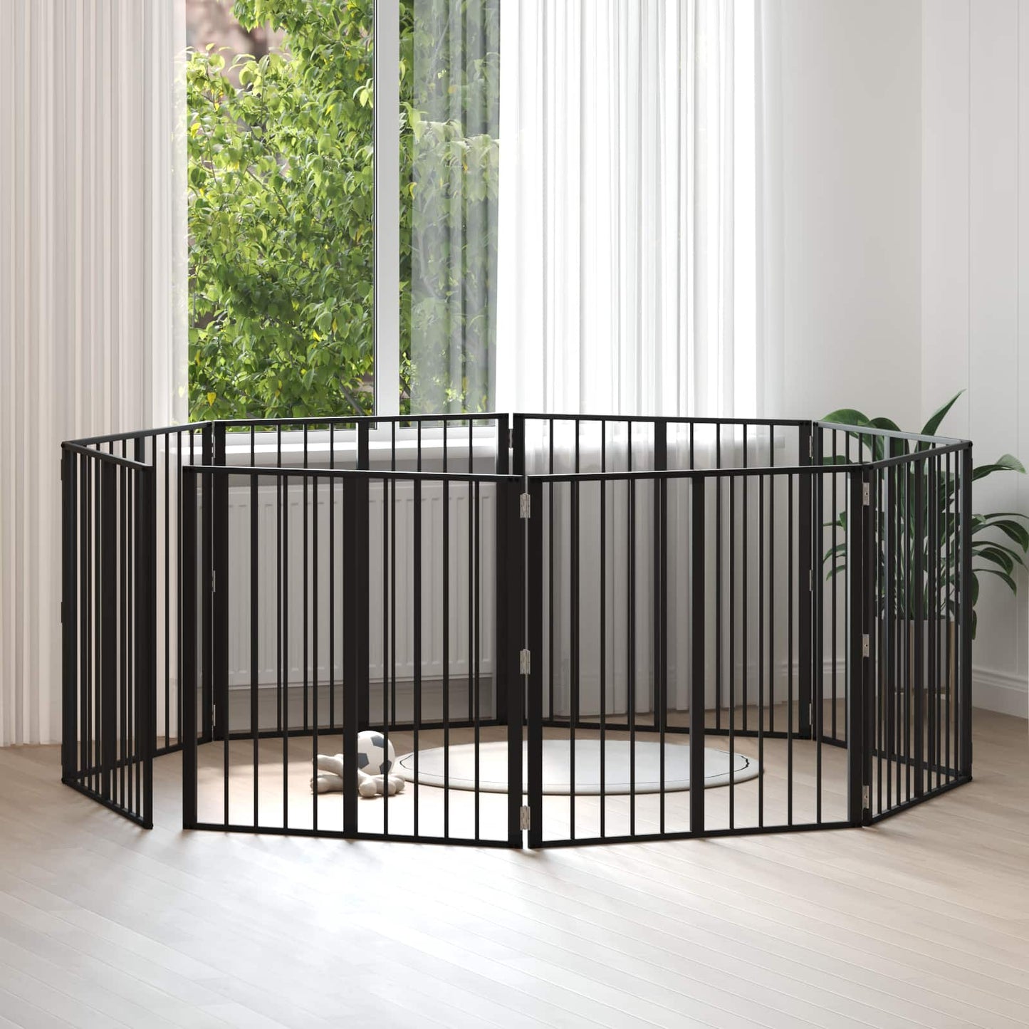 Dog Gate 8 pcs Black 80 x 80 cm Galvanised Steel