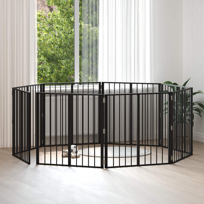Dog Gate 8 pcs Black 80 x 80 cm Galvanised Steel