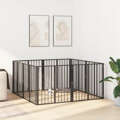 Dog Gate 8 pcs Black 80 x 80 cm Galvanised Steel