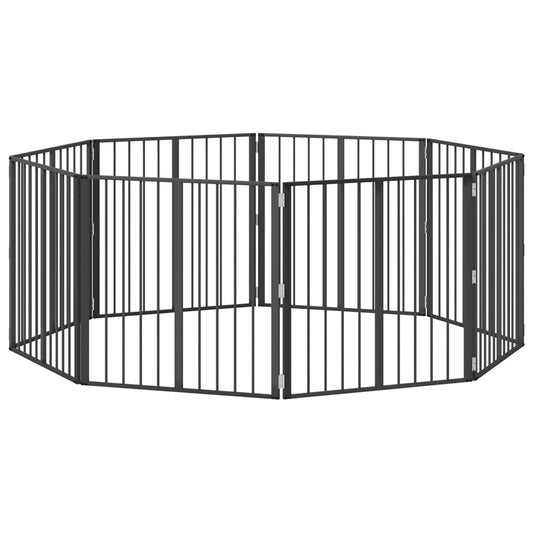 Dog Gate 8 pcs Black 80 x 80 cm Galvanised Steel