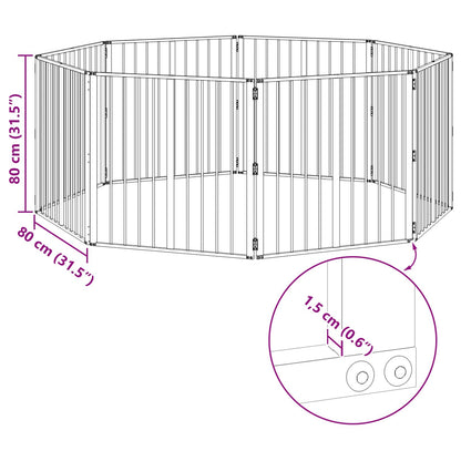 Dog Gate 8 pcs Black 80 x 80 cm Galvanised Steel