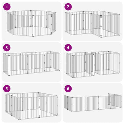 Dog Gate 8 pcs Black 80 x 80 cm Galvanised Steel