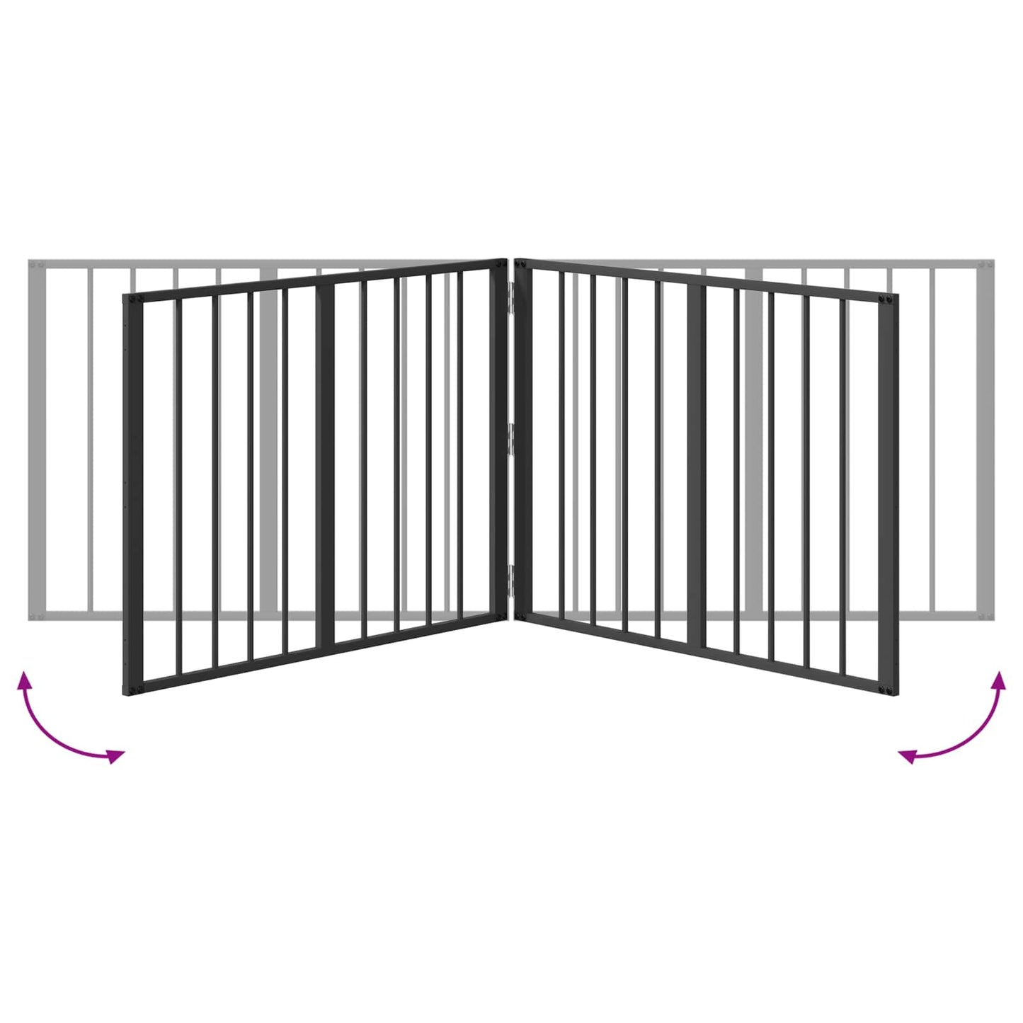 Dog Gate 4 pcs Black 80 x 60 cm Galvanised Steel