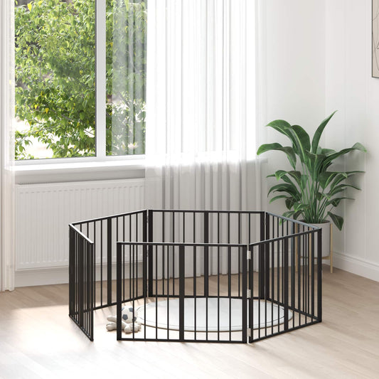 Dog Gate 6 pcs Black 80 x 60 cm Galvanised Steel
