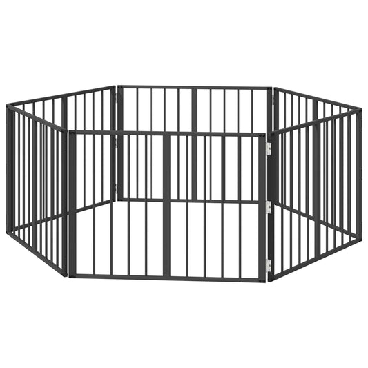 Dog Gate 6 pcs Black 80 x 60 cm Galvanised Steel