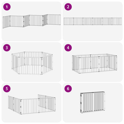 Dog Gate 6 pcs Black 80 x 60 cm Galvanised Steel