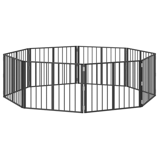 Dog Gate 8 pcs Black 80 x 60 cm Galvanised Steel