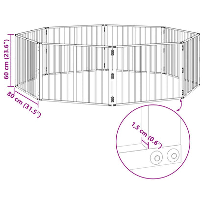 Dog Gate 8 pcs Black 80 x 60 cm Galvanised Steel