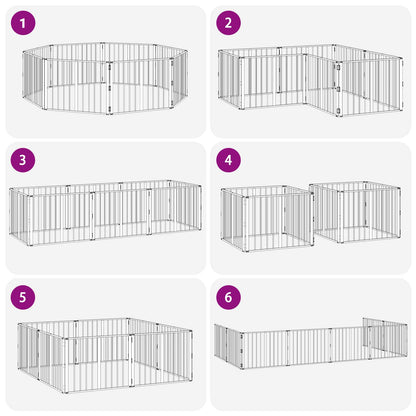 Dog Gate 8 pcs Black 80 x 60 cm Galvanised Steel