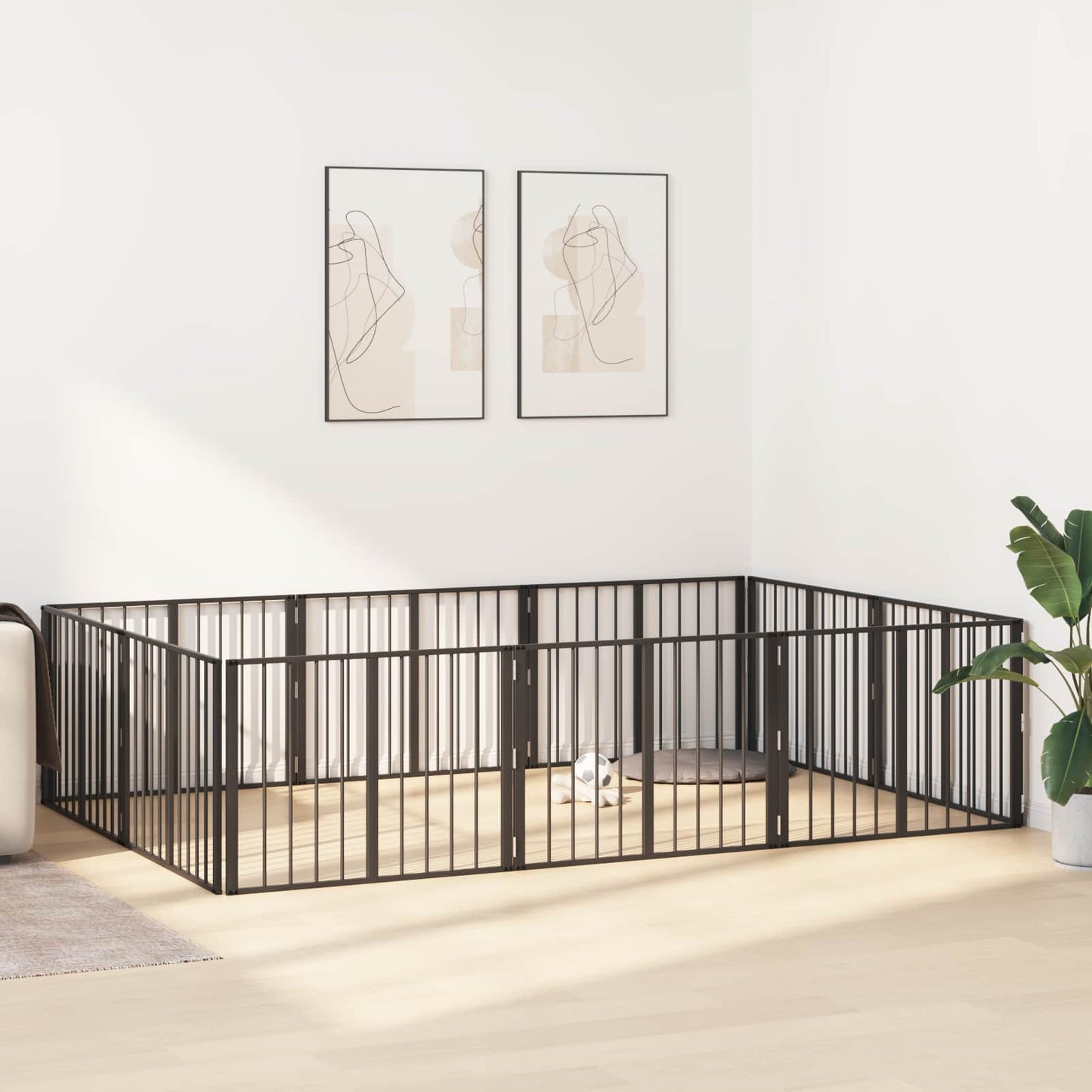 Dog Gate 10 pcs Black 80 x 60 cm Galvanised Steel