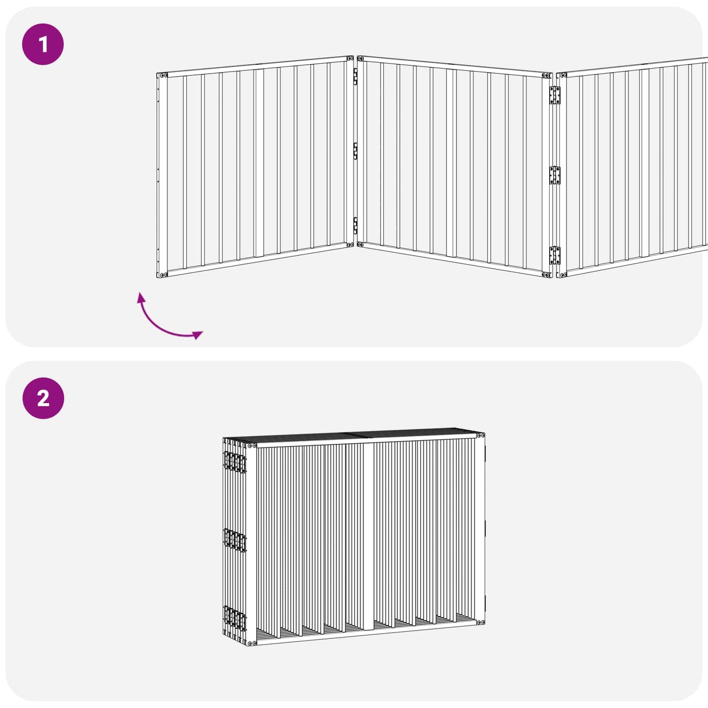Dog Gate 10 pcs Black 80 x 60 cm Galvanised Steel
