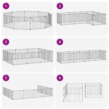 Dog Gate 10 pcs Black 80 x 60 cm Galvanised Steel