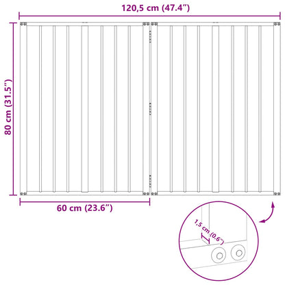 Dog Gate 2 pcs Black 60 x 80 cm Galvanised Steel