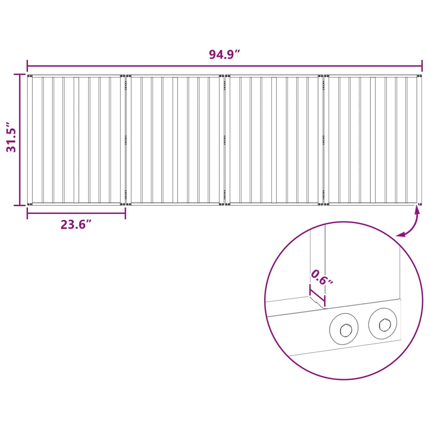 Dog Gate 4 pcs Black 60 x 80 cm Galvanised Steel