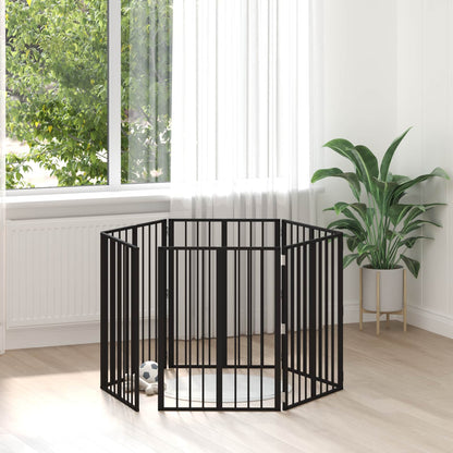 Dog Gate 6 pcs Black 60 x 80 cm Galvanised Steel