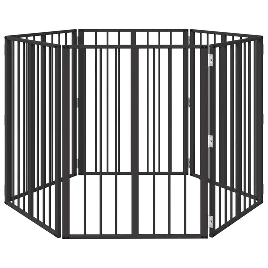 Dog Gate 6 pcs Black 60 x 80 cm Galvanised Steel