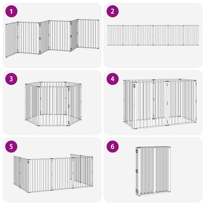 Dog Gate 6 pcs Black 60 x 80 cm Galvanised Steel