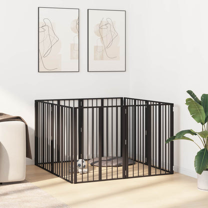 Dog Gate 8 pcs Black 60 x 80 cm Galvanised Steel