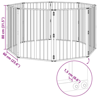 Dog Gate 8 pcs Black 60 x 80 cm Galvanised Steel