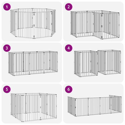 Dog Gate 8 pcs Black 60 x 80 cm Galvanised Steel