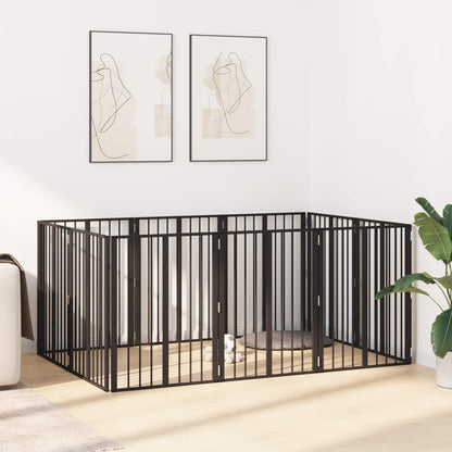Dog Gate 10 pcs Black 60 x 80 cm Galvanised Steel