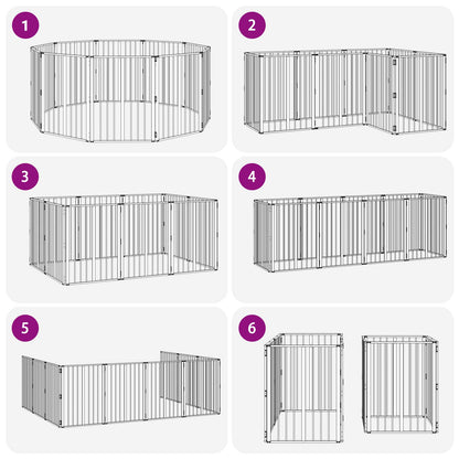 Dog Gate 10 pcs Black 60 x 80 cm Galvanised Steel