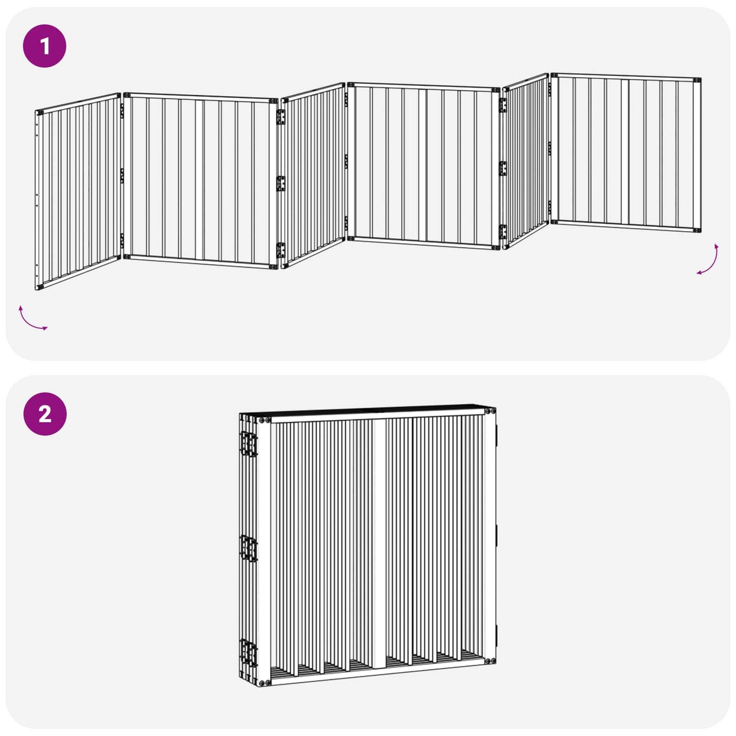 Dog Gate 6 pcs Black 60 x 60 cm Galvanised Steel