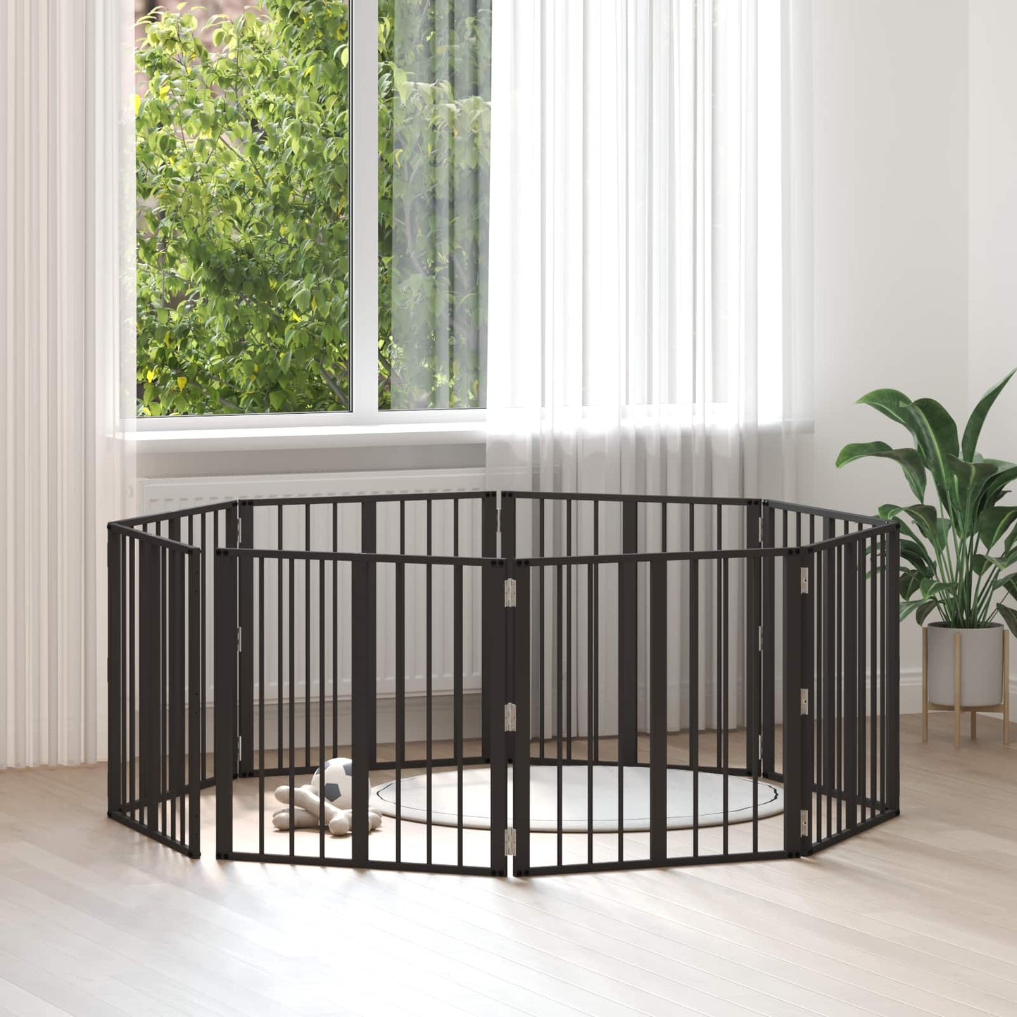 Dog Gate 8 pcs Black 60 x 60 cm Galvanised Steel