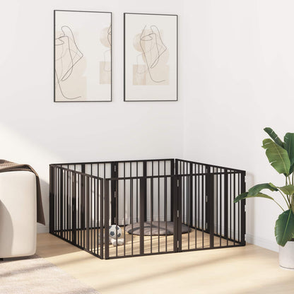 Dog Gate 8 pcs Black 60 x 60 cm Galvanised Steel