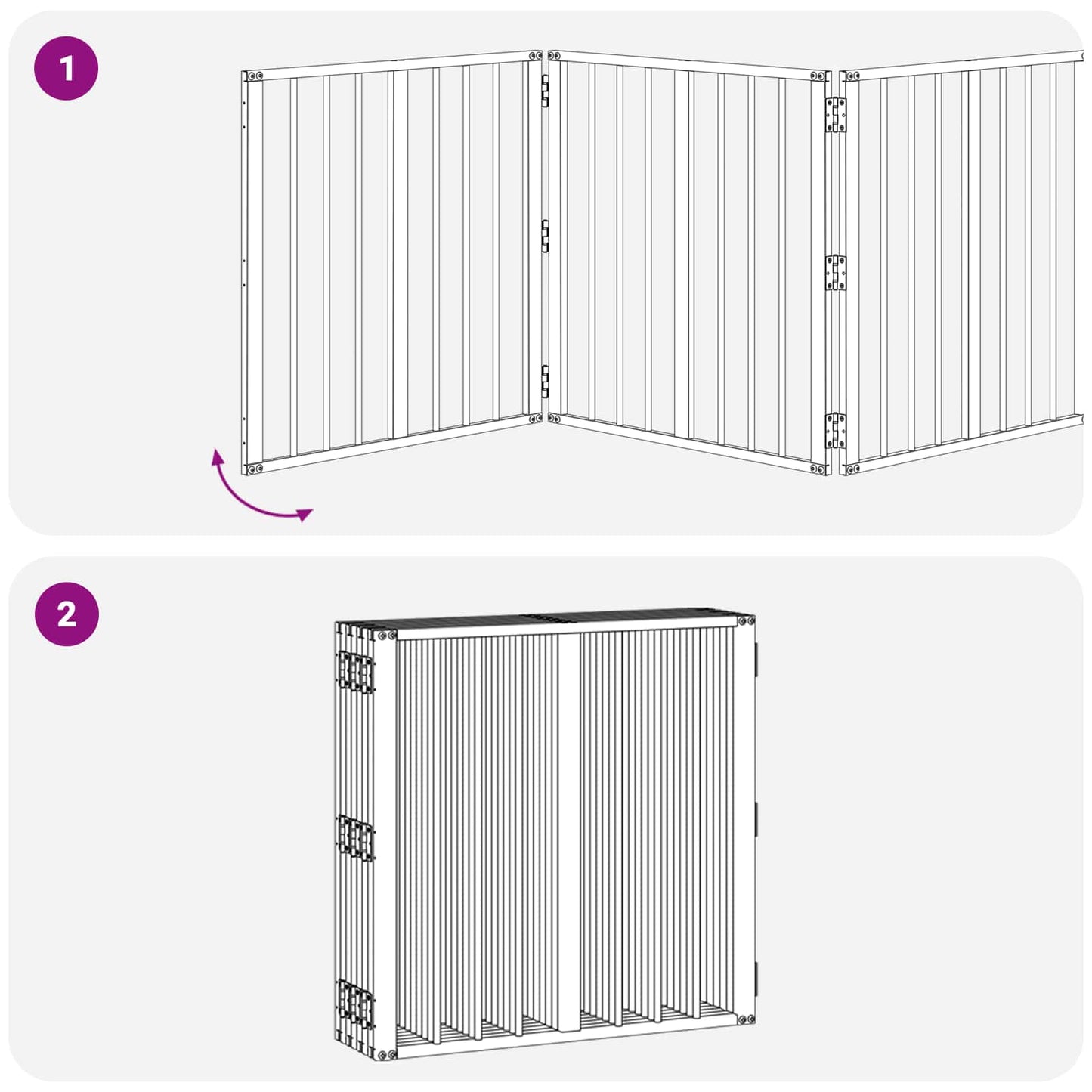 Dog Gate 8 pcs Black 60 x 60 cm Galvanised Steel