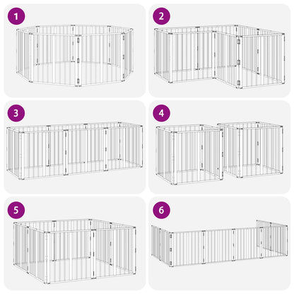 Dog Gate 8 pcs Black 60 x 60 cm Galvanised Steel