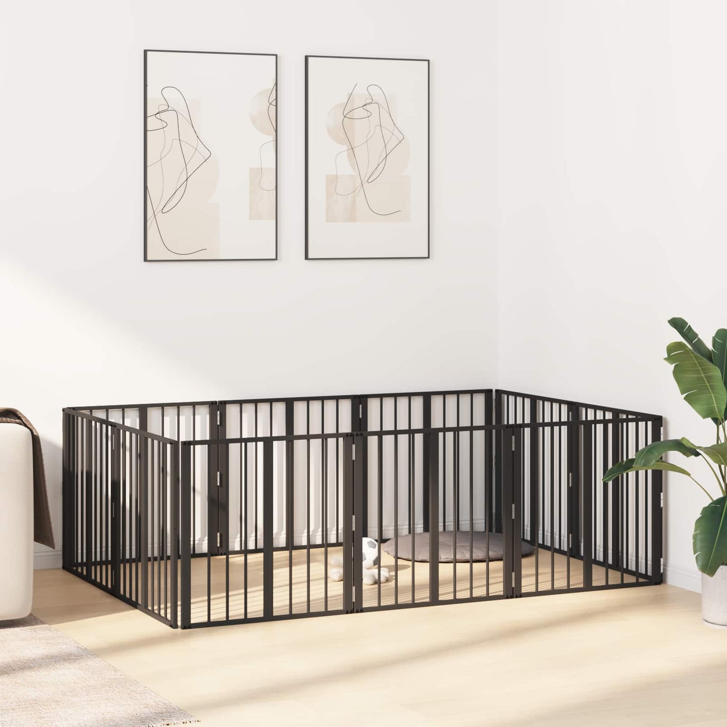 Dog Gate 10 pcs Black 60 x 60 cm Galvanised Steel