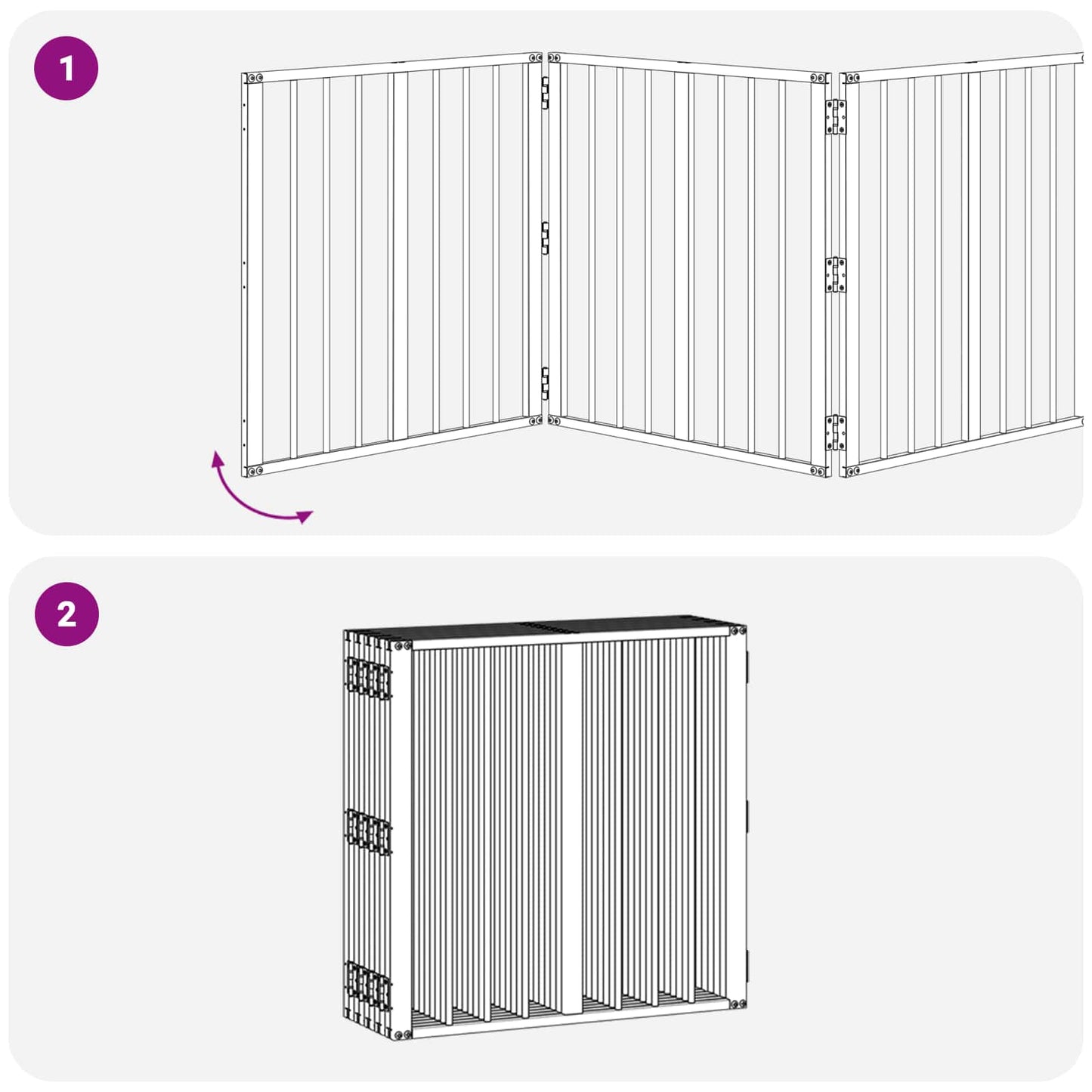Dog Gate 10 pcs Black 60 x 60 cm Galvanised Steel