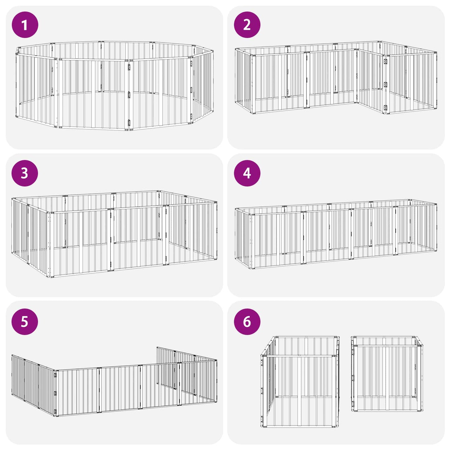 Dog Gate 10 pcs Black 60 x 60 cm Galvanised Steel