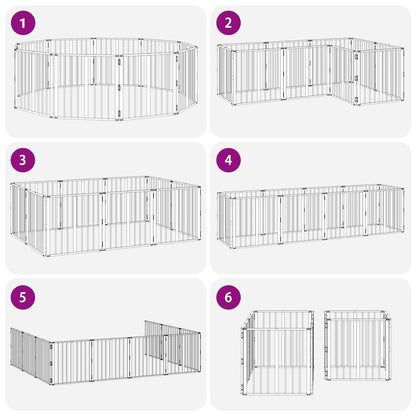 Dog Gate 10 pcs Black 60 x 60 cm Galvanised Steel