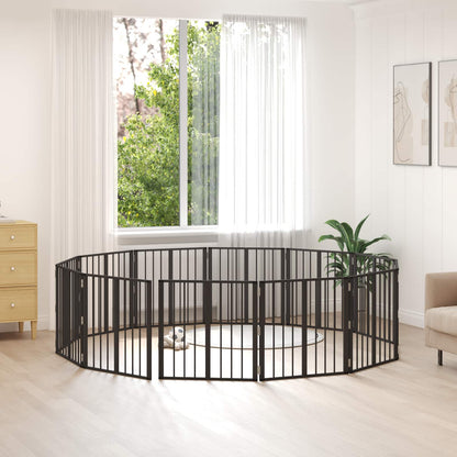 Dog Gate 12 pcs Black 60 x 60 cm Galvanised Steel