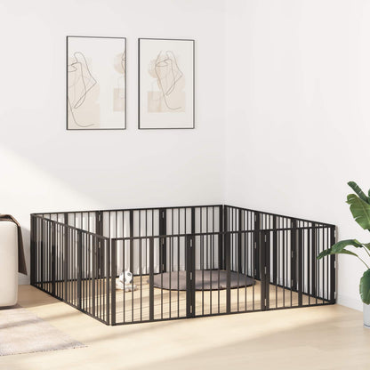 Dog Gate 12 pcs Black 60 x 60 cm Galvanised Steel