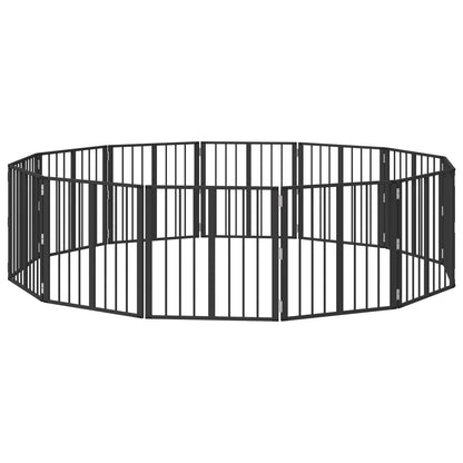 Dog Gate 12 pcs Black 60 x 60 cm Galvanised Steel